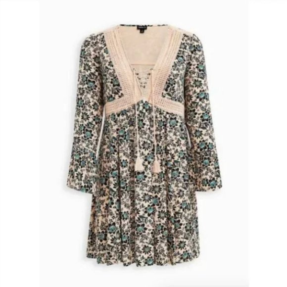 Torrid 0 Boho Romantic Fully Lined Floral Dress - Picture 5 of 10